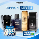 4 Perfumes Masculinos Importados (100ml) - 1 Million | 212 | Invictus | BLEU (5 Anos Armazém do Perfume)